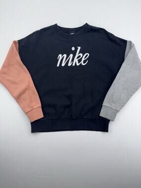 Nike NSW Women’s Spellout Black Pink Gray Long Sleeve Sweater Sweatshirt Small